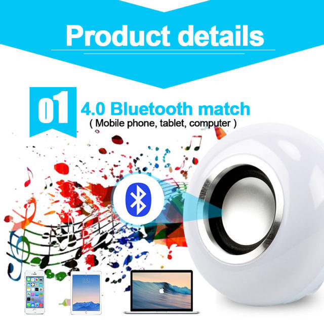 Smart E27 RGB Bluetooth Speaker LED Bulb Light